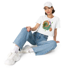 Load image into Gallery viewer, Women’s Crop Top with Caawazi Abstract on Front, Logo on Back
